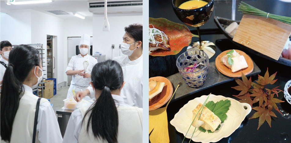 施設見学、日本料理研修写真